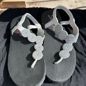 Skechers Silver and Black Flats